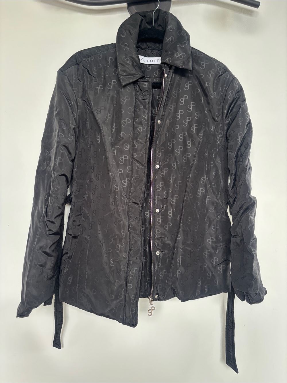Saks Potts Black Quilted Logo-Print Puffer Jacket